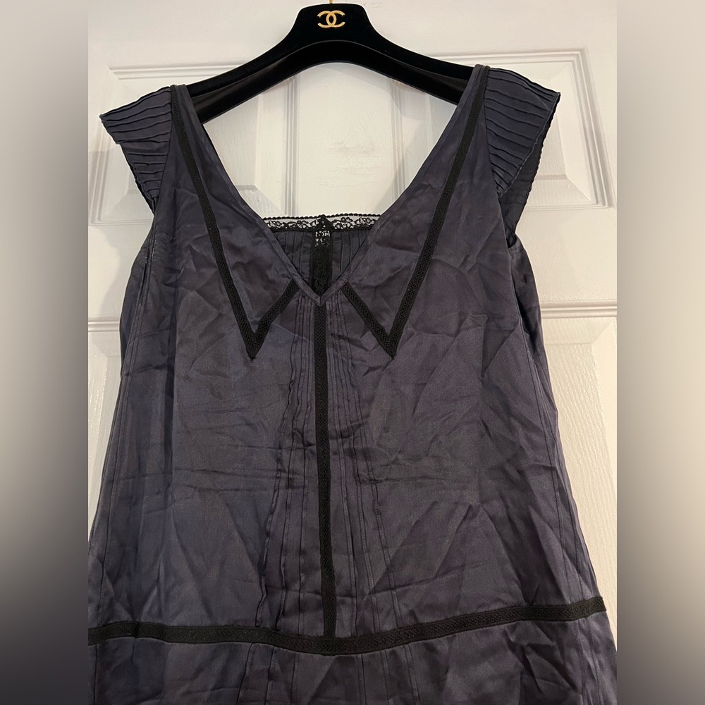 ZARA vintage Y2K low waist midi slip dress with black lace & crochet 100% silk M - Picture 4 of 8